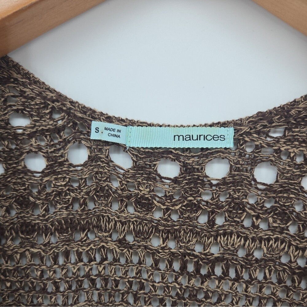 Maurice Women Vest S Brown Fringe Suede Crochet Boho Chic Festival Hippie Artist - Picture 3 of 10